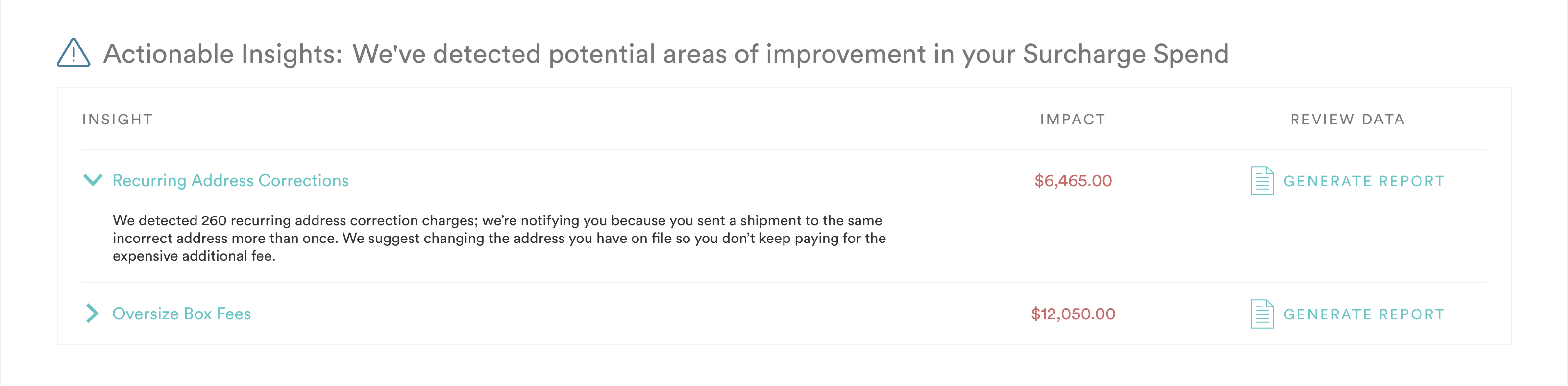 screenshot of Reveel Shipping Intelligence Platform